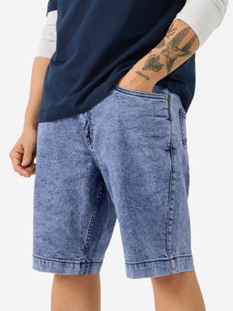 The Souled Store - Denim Blue Cloud Men Regular Fit Cotton Shorts