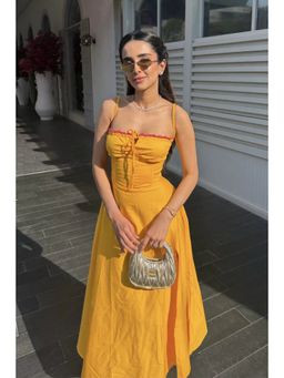 Old Marigold - The Sunset Hour Yellow Corset Midi Dress