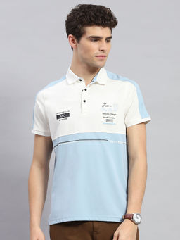 Monte Carlo - Men's Grey Striped Polo Neck Half Sleeves T-shirt