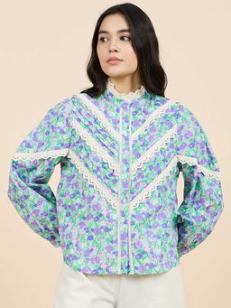 Gipsy - Multi Color Printed Cotton High Neck Shirt
