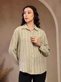 Gipsy - Green Printed Polyester Shirt Collar Shirt