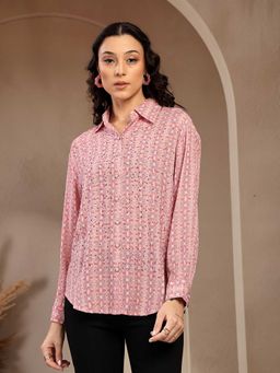 Gipsy - Pink Printed Polyester Shirt Collar Shirt