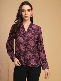 Gipsy - Purple V-Neck Full Sleeve Blouse