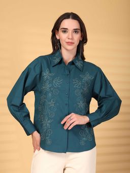 Gipsy - Bottle Green Collar Full Sleeve Shirt