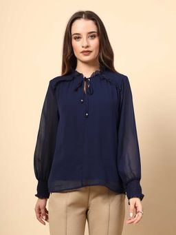 Gipsy - Navy Blue Keyhole Full Sleeve Tunic
