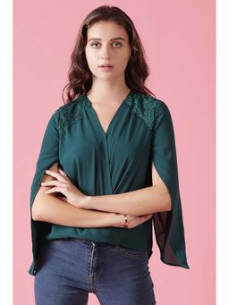 Gipsy - Bottle Green V Neck Blouse