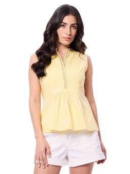 Gipsy - Yellow V Neck Sleeveless Blouse