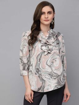 Gipsy - Multi Color Printed Georgette V Neck Tunic