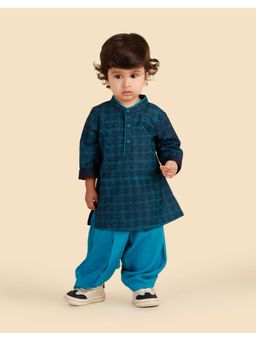 Fabindia - Blue Viscose Blend Hand Block Printed Kurta with Dhoti Pant