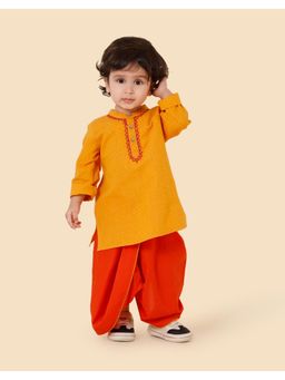 Fabindia - Yellow Cotton Kurta with Dhoti Pant