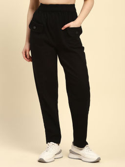Global Republic - Black Solid Regular Fit Trouser