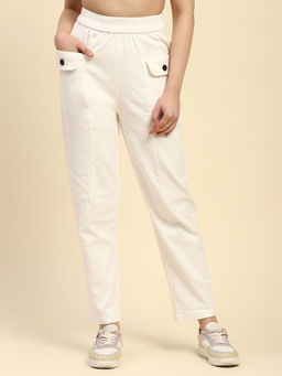 Global Republic - White Solid Regular Fit Trouser