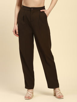 Global Republic - Brown Solid Relaxed Fit Trouser