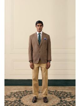 Gargee Designers - Camel Glen Plaid Single-Breasted Brown Blazer