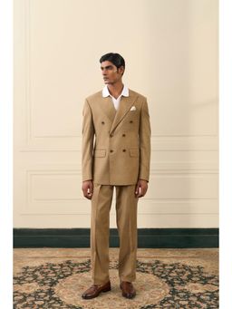 Gargee Designers - Taupe Double-Breasted Men's Coat With Pant
