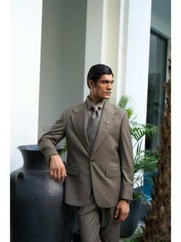 Gargee Designers - Monotone Tailored Grey Coat With Pant
