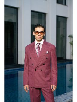 Gargee Designers - Muted Wine Double-Breasted Men's Coat With Pant