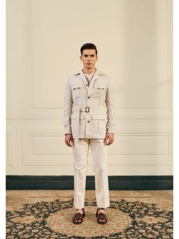 Gargee Designers - Natural Herringbone Linen Beige Shacket