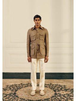 Gargee Designers - Herringbone Linen Brown Shacket