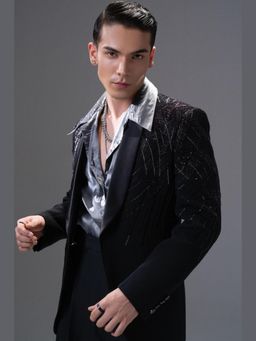Gargee Designers - Gargee Designer's Atharv Black Tuxedo With Pant