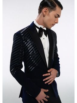 Gargee Designers - Gargee Designer's Ishaan Blue Tuxedo With Pant