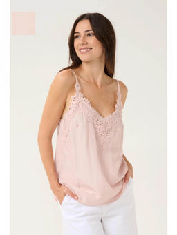 Cream - Caranna Pink Embroidered Top