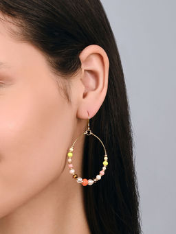 Accessorize London - Womens Multi Neon Beaded Hoop Earring