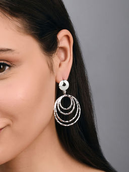 Accessorize London - Womens Silver Textured Circles Statement Earring