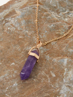 Accessorize London - Womens Semi-Precious Stone Pendant Necklace Purple