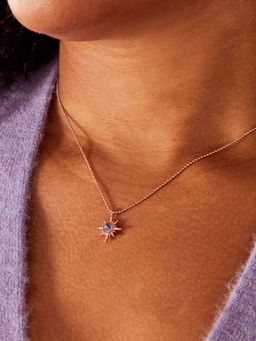 Accessorize London - Real Gold Plated Z Rose Gold Sparkle Star Purple Pendant Necklace