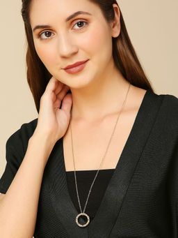 Accessorize London - Real Gold Plated Gold Z Long Twisted Hoop Pendant Necklace