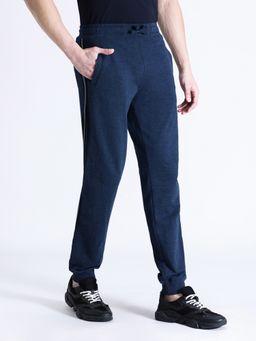 Crocodile - Men Solid Classic Fit Navy Blue Melange Joggers