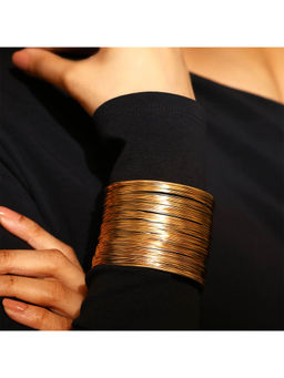 PRITA - Gold Plated Metal Thread Style Adjustable Bracelet