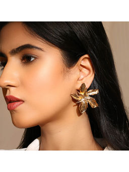 PRITA - Chic Metallic Floral Fashionary Stud Earrings
