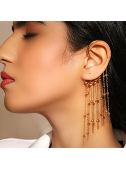PRITA - Gold Plated Simple Ball Danglers Ear Cuff Earring