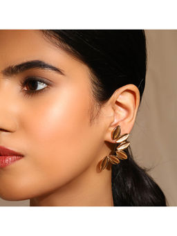 PRITA - Melon Statement Gold Plated Metal Fashionary Stud Earrings