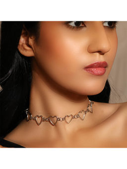 PRITA - Silver Plated Heart Shaped Linked Chain Necklace