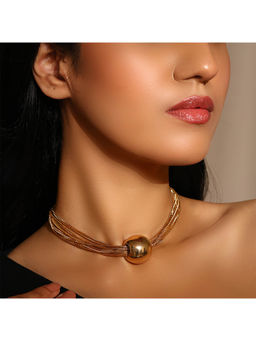 PRITA - Gold Plated Chain Linked Ball Locket Necklace