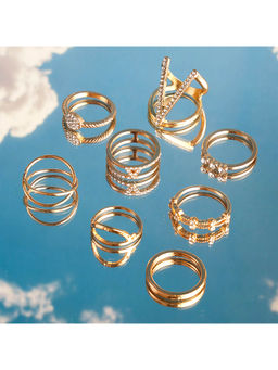 PRITA - Fashiony Styled Combo Adjustable Gold Plated Rings