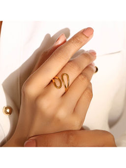 PRITA - Swirl Shape Gold Plated Adjustable Stylish Ring