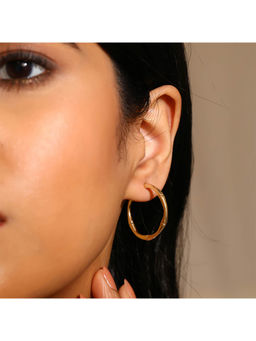 Priyaasi - Simple Gold Plated Mini Flair Hoops Earrings