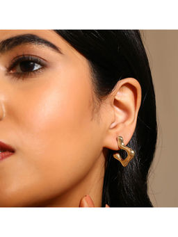Priyaasi - Fashion Hammered Gold Plated Hoop Earrings