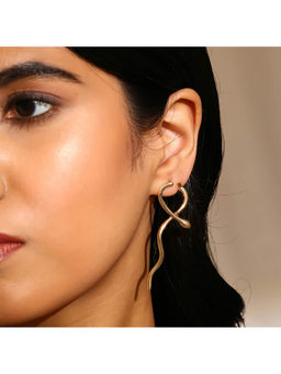 Priyaasi - Contemporary Snake Pattern Gold Plated Dangler Earrings