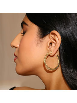 Priyaasi - Hammered Ring Style Gold Plated Mini Earrings
