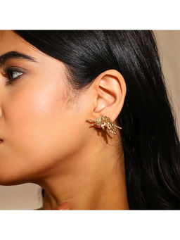 Priyaasi - Curly Fashion Leaf Hammered Stud Earrings