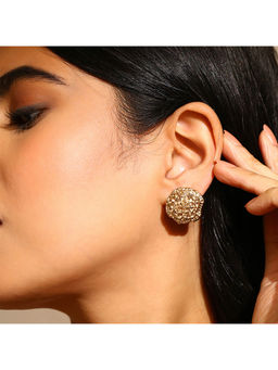 Priyaasi - Hammered Style Gold Plated Stud Earrings