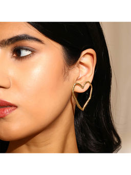 Priyaasi - Hammered Gold Plated Love Stud Earrings