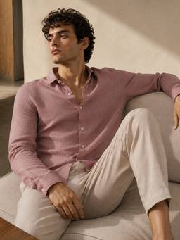 CAHOOT - Nude Pink Woven-Textured Shirt