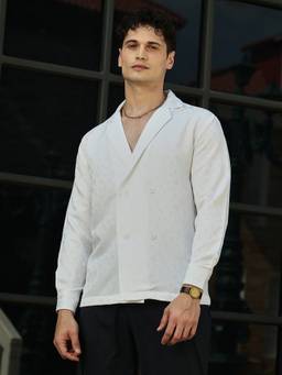 CAHOOT - Daisy White Double-Breasted Moziac Shirt