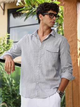 CAHOOT - Navy Blue Candy-Printed Jacquard Shirt